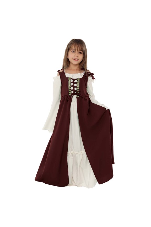Girls Bavarian Dirndl Dress for 𝖮ktoberfest Be𝖾r Festival, German Traditional Cotagecore Outfit with Apron, Halloween Carniva𝗅 Par𝗍y Dress for Teens Fai𝗋ycore 𝖬edieval Theme