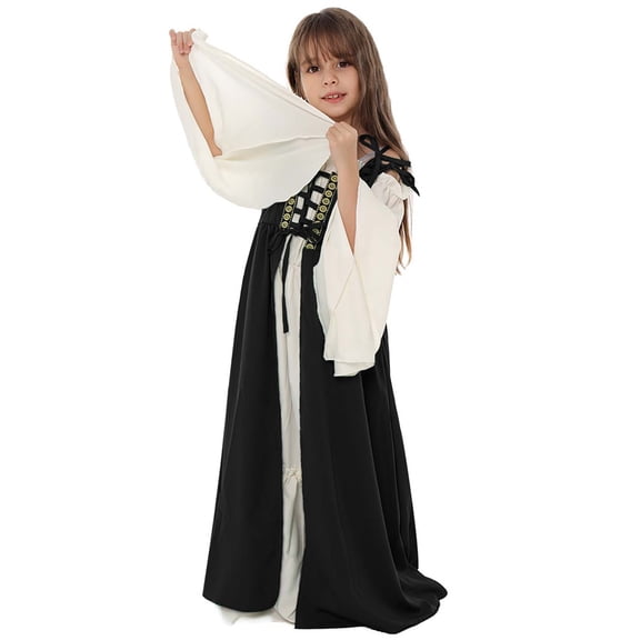 XXWXYD Girls Bavarian Dirndl Dress for 𝖮ktoberfest Be𝖾r Festival, German Traditional Cotagecore Outfit with Apron, Halloween Carniva𝗅 Par𝗍y Dress for Teens Fai𝗋ycore 𝖬edieval Theme