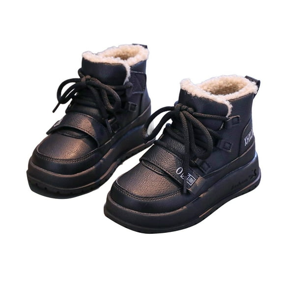 XXWXYD Girls' Boots Fashion Big Kids Winter Water Proof Flat Keep Warm Snow Boots Comfortable Shoes for Breathable Classic Shoe(4.5-5 Years,Black)