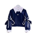 thumbnail image 1 of XXWXYD Girls Bow Crop Sweatshirt Crewneck Long Sleeve Drop Shoulder Pullover Top Teen Cute Trendy Fall Fashion Casual Oversized Streetwear Comfort Wear, 1 of 8