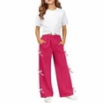 thumbnail image 1 of XXWXYD Girls Bow Wide Leg Baggy Sweatpants Elastic Waist Pockets 𝖸𝟤𝖪 Pants Tween Bottoms Kids Baggy Trousers 4-15T, 1 of 5