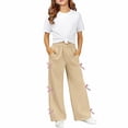 thumbnail image 1 of XXWXYD Girls Bow Wide Leg Baggy Sweatpants Elastic Waist Pockets 𝖸𝟤𝖪 Pants Tween Bottoms Kids Baggy Trousers 4-15T, 1 of 5