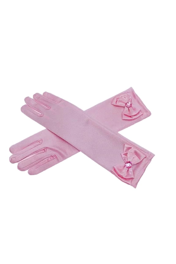Girls Bowknot Gloves Soft Breathable Bow Stage Performances Parties Special Events Accessory Little Fashion Children Dress Up Glamorous