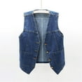 thumbnail image 1 of XXWXYD Girls And Boys Autumn Cowboy Vest, Loose Sleeveless Coat Shoulder Outerwear, Students Casual Waistcoat, Lightweight Fashion Print Layering Piece, 1 of 4