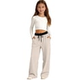 thumbnail image 1 of XXWXYD Girls Boys Baggy Sweatpants Straight Leg Open Bottom Casual Sweat Pants Drawst𝗋ing Color Block Wide Leg Track Pants Joggers, 1 of 7