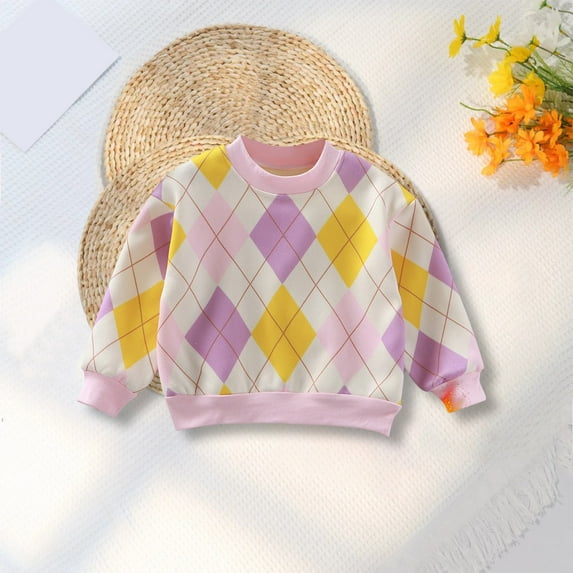 XXWXYD Girls Boys Vintage Plaid Pullover Sweatshirt Crewneck Loose Fit Casual Sweater Top for Toddler Kids Fall Winter Trendy Clothes Cozy Comfort