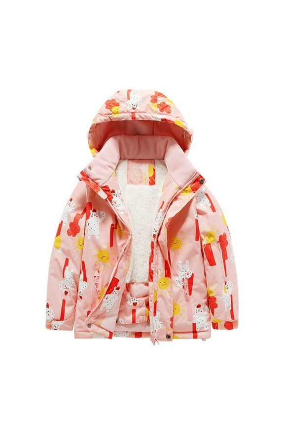 Girls Boys Waterproof Ski Jacket, Flece Lined Warm Winter Snow Coat Hooded Windproof for Kids Cold Weather Sports Outdoor