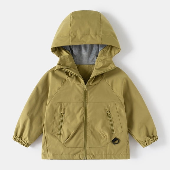 XXWXYD Girls Boys 𝖶aterproof Windproof Raincoat Winter Jacket with Hood Lightweight Warm Zip Outdoor School Clothes 2-12Y