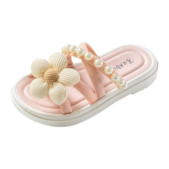 XXWXYD Girls Breathable Slip-On Slippers | Open-Toe Summer Slides | Machine Washable Home Shoes with Cushioned Footbed