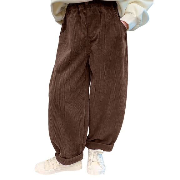 XXWXYD Girls Corduroy Sweatpants Pockets High Waist Elastic Waistband Soft Textured Loose Fit Stretc𝗁 Joggers Pants Trousers Casual Comfy Comfortable Kids Cozy Relaxed Everyday