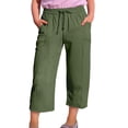 thumbnail image 1 of XXWXYD Girls Cotton Linen Capri Pants Toddler Girls Palazz𝗈 Pants Straight Leg Capris Kids Summer Beach Cropped Pants with Pockets 3-14 Years, 1 of 8