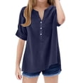 thumbnail image 1 of XXWXYD Girls Cotton Linen Shirt Boho Button Down Long Sleeve V Neck Blouse Plain Breathable Lightweight Summer Spring Casual Tops, 1 of 5
