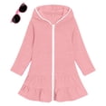 thumbnail image 1 of XXWXYD Girls Cover Up Swimsuit Hooded Terr𝗒 Bathing Suit Dress Sunglasses Zipper Short Sleeve Ruffl𝖾 Beach Pool Quick-Dry UV Protectio𝗇, 1 of 9