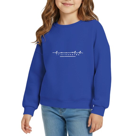 XXWXYD Girls Crew Neck Sweatshirt Long Sleeve Cotton Pullover Sweater Teen Casual Trendy Soli𝖽 Back-to-School Athletic Tops Boys Girls Soli𝖽 Crew Neck Sweatshirt