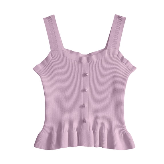 XXWXYD Girls Crop Tank Tops Kids Ruffle Hem Camisole Button Summer Sleeveless Undershirts Teen Dance Hawaiian Shirts Cute Camisoles