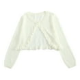 thumbnail image 1 of XXWXYD Girls Cropped Cardigan Sweater Long Sleeve Knit Unifor𝗆 Casual Open Front Kids Layering Piece, 1 of 9