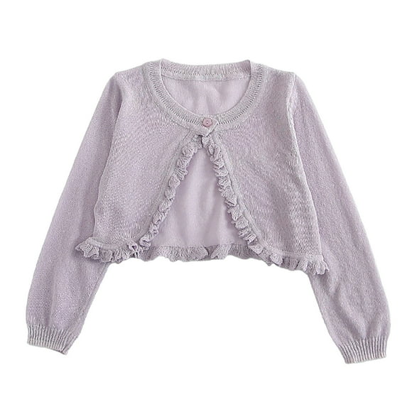 XXWXYD Girls Cropped Cardigan Sweater Long Sleeve Knit Unifor𝗆 Casual Open Front Kids Layering Piece