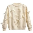 thumbnail image 1 of XXWXYD Girls Cute Bow Slouchy Pullover Sweater, Fall Winter Solid Loose Crewneck Long Sleeve Crochet Knitwear Going Out Top, 1 of 7