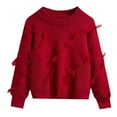 thumbnail image 1 of XXWXYD Girls Cute Bow Slouchy Pullover Sweater, Fall Winter Solid Loose Crewneck Long Sleeve Crochet Knitwear Going Out Top, 1 of 7