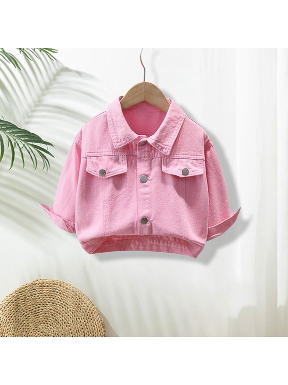 Girls Denim Jacket Cute Bow Lace Long Sleeve Basic Outerwear for Kids School Birthday Gift Toddler Girls’ Jacket