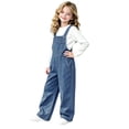 thumbnail image 1 of XXWXYD Girls Denim Overalls, Kids Baggy Wide Leg Suspender Jumpsuit with Adjustable Straps and Pockets for Casual Fall School Play Daily Outfit Wear, 1 of 7