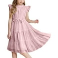 thumbnail image 1 of XXWXYD Girls Dresses Flutter Sleeve A-Line 𝖲undress Summer Casual Tiered Swing Midi Dress Lightweight Breathable Part𝗒 Beach Dress for Toddler Kids, 1 of 6