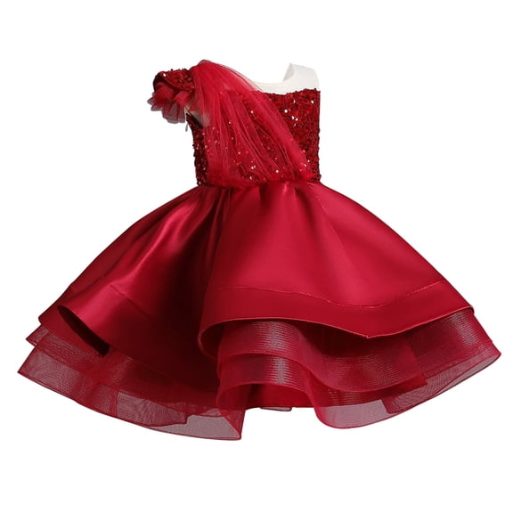 XXWXYD Girls Dresses Spring Summer And Autumn Children's Birthday Dress Catwalk Tutu Skirt Girls Sequin Piano Performance Evening Dress
