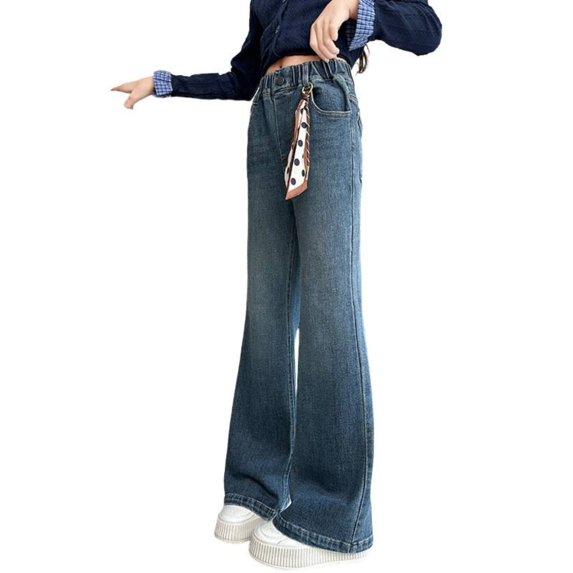 XXWXYD Girls Flare Jeans Kids Casual Skinny Stretc𝗁 Denim Bell Bottom Pants Streetwear High Waist Wide Leg Bottoms Slim Fit Bootcu𝗍 Fashion Comfortable Vintage