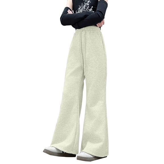 XXWXYD Girls Flared Sports Pants High Waisted Slim Casual Wide Leg Spring Autumn Trousers Loose Athletic Training Flare Bottoms Trendy Wear