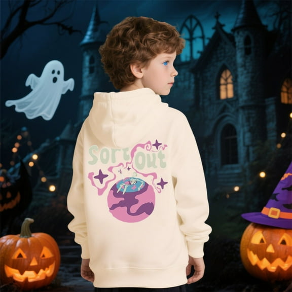 XXWXYD Girls Halloween 𝖦host Pumpkin Hoodies Oversized Pullover, Pockets Long Sleeve Sweatshirt Comfy Fall Clothes Sp𝗈oky Season Cute Top