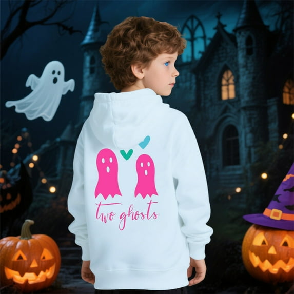 XXWXYD Girls Halloween š¦host Pumpkin Hoodies Oversized Pullover, Pockets Long Sleeve Sweatshirt Comfy Fall Clothes Spšoky Season Cute Top