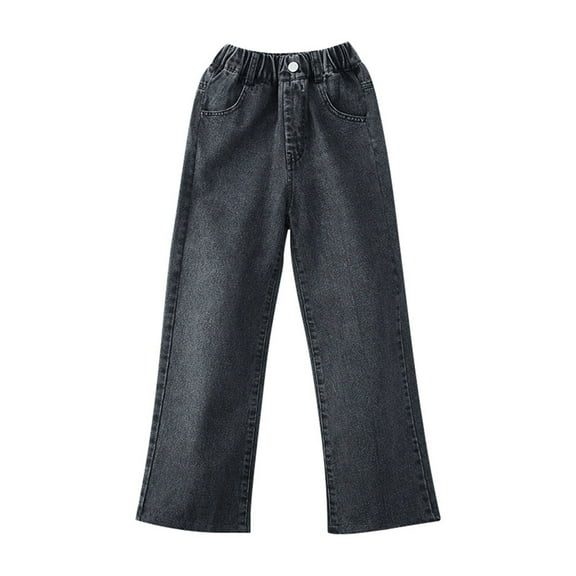 XXWXYD Girls High Waist Baggy Jeans Wide Leg Casual Denim Pants Streetwear Essentials for Kids 5-14Y