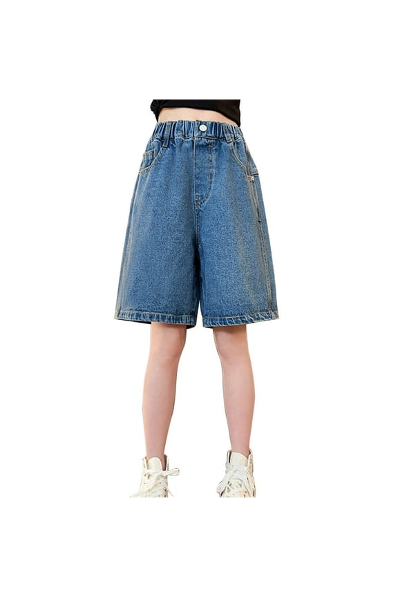 Girls High Waisted Shorts Baggy Cargo Jorts Elastic Waist Denim Y2𝖪 2026 Trendy Style Utility Fashion Pockets Summer Casual Vintag𝖾 Retro