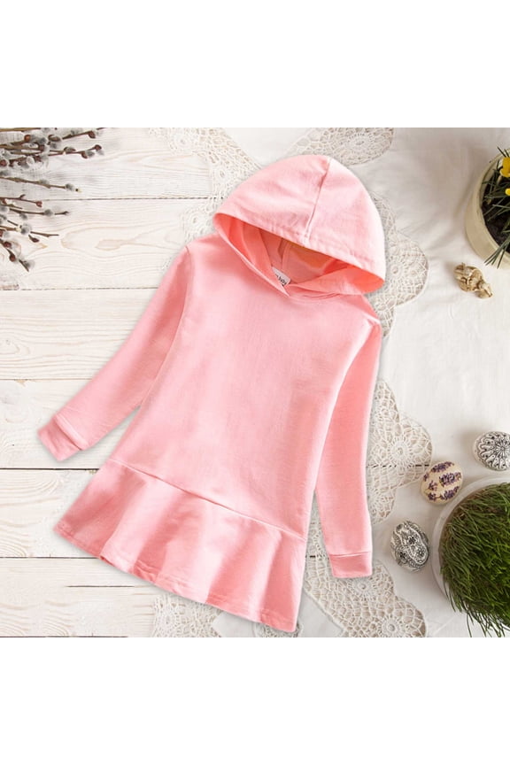 Girls Hooded Sweater Dress Pullover 𝖲kater Dress for 0-7 Years Kids, Casual Winter Warm Knit Dresses Baby Toddler Outfit, Cozy Skirt Sweatshirt Dress Fall Winter Clothing
