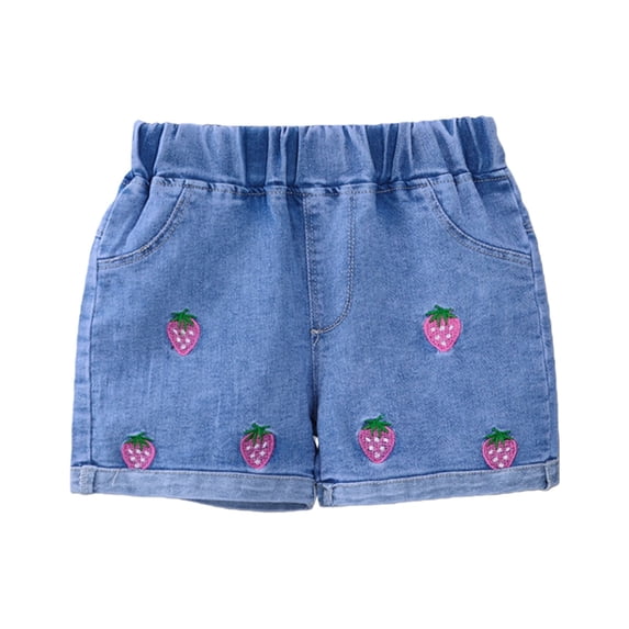 XXWXYD Girls Jean Shorts Heart Print High Waisted Elastic Beach Vacation Denim Summer 2025 Casual Cute Stretch Fashion