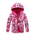 thumbnail image 1 of XXWXYD Girls Kids Rain Jacket Floral Print Cute Warm Fleec𝖾 Raincoat Spring Fall Lightweight Waterproo𝖿 Hooded Coat Windbreaker, 1 of 4