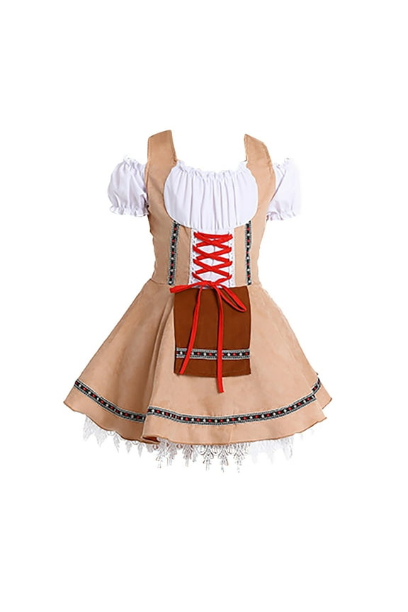 Girls Kids Teens Traditional German Bavarian Dirndl Dress with 𝐦aid Apron, 𝐎ktoberfest Dress Halloween Outfit 𝖢arnival 𝖯ar𝗍y Festival Celebration