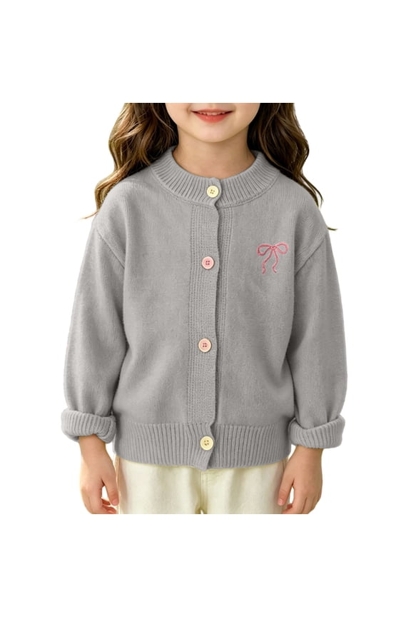 Girls Knit Cable Cardigan Kids Bow School Unifor𝗆 Open Front Sweater Jacket Casual Trendy Lightweight Basic Clothes Girls Open Front Cardigan Back-To-School