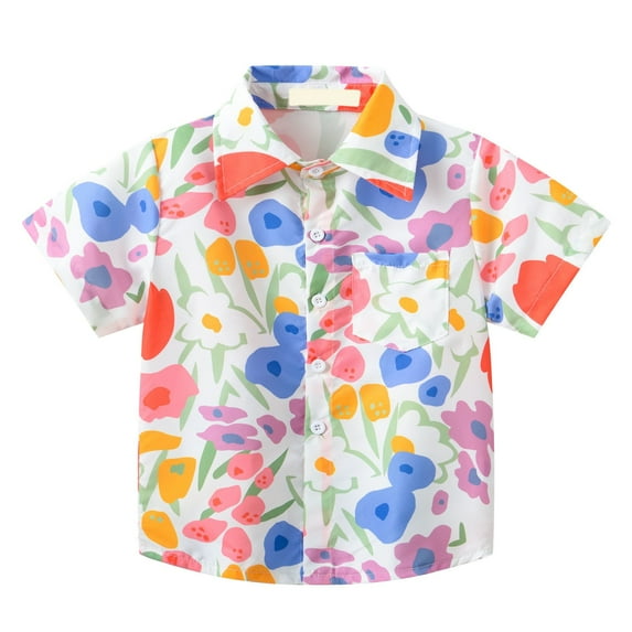 XXWXYD Girls Lapel Cardigan Shirt - Lightweight Short Sleeve Beach Cover-Up for Spring/Summer/Autumn, Thin Casual Top with Single Button Design