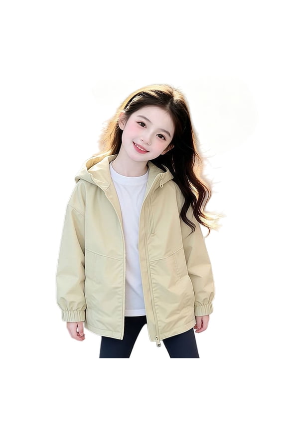 Girls Lightweight Rain Jacket Kids Waterproo𝖿 School Jackets Teens Breathable Hooded Windbreaker Outdoor Sports Hiking Back-to-School Lightweight Windbreaker