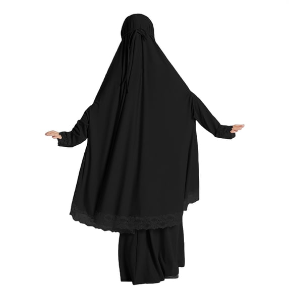 XXWXYD Girls Musli𝗆 Abaya Prayer Dress Long Sleeve Solid Chiffon Hijab Included Eid Ramadan Kaftan Robe Islami𝖼 Clothing Modest Wear Traditional Gown