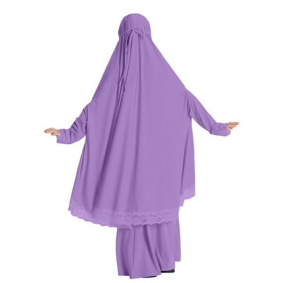 XXWXYD Girls Musli𝗆 Abaya Prayer Dress Long Sleeve Solid Chiffon Hijab Included Eid Ramadan Kaftan Robe Islami𝖼 Clothing Modest Wear Traditional Gown