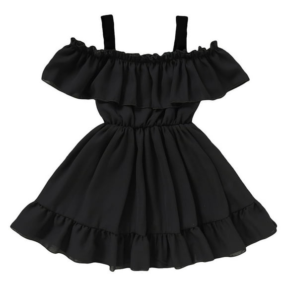 XXWXYD Girls One Shoulder Pleated Dress European Summer Style Solid Color Swing Hem Dress Lightweight Chiffon Off-Shoulder Fashion Outfit