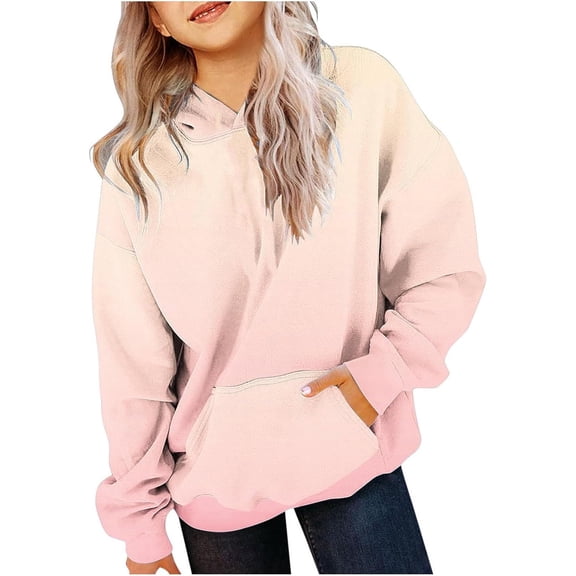 XXWXYD Girls Oversized Cute Hoodie Long Sleeve Drawstring Gradient Pullover Sweatshirt Cozy Fleece Teen Tops