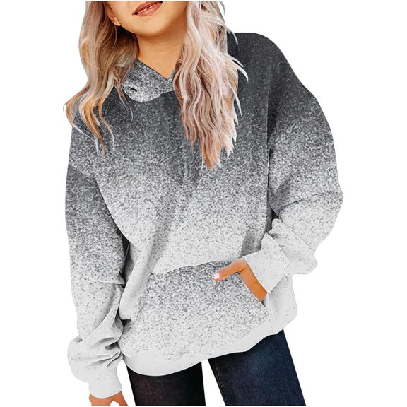 XXWXYD Girls Oversized Cute Hoodie Long Sleeve Drawstring Gradient Pullover Sweatshirt Cozy Fleece Teen Tops