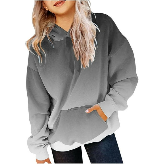 XXWXYD Girls Oversized Cute Hoodie Long Sleeve Drawstring Gradient Pullover Sweatshirt Cozy Fleece Teen Tops