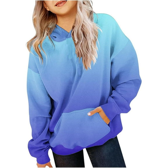 XXWXYD Girls Oversized Cute Hoodie Long Sleeve Drawstring Gradient Pullover Sweatshirt Cozy Fleece Teen Tops