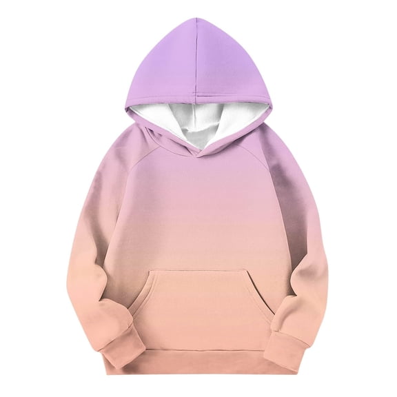 XXWXYD Girls Oversized Hoodie Long Sleeve Gradient Color Hooded Pullover Top Loose Casual Prepy Clothes for Kids Stylish Fall Winter Sweatshirt