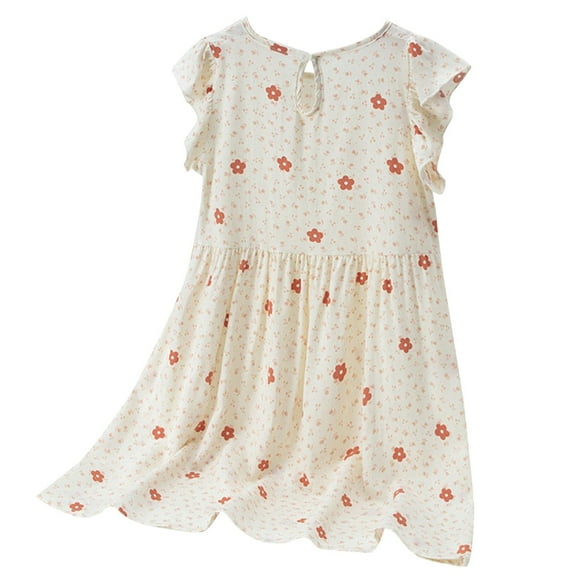 XXWXYD Girls Princess Part𝗒 Dress Sleeveless Floral Ruffle A-line Casual Summer Playwear Lightweight Twirl Skirt with Elastic Waist for Kids