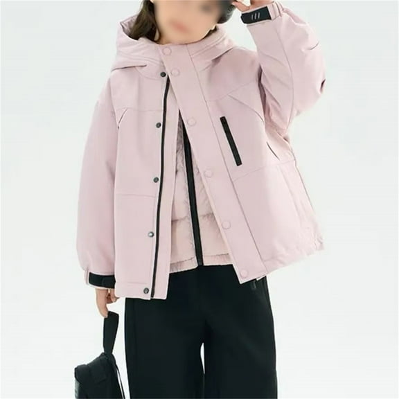 XXWXYD Girls Puffer Coat Winter Thicken Hooded Windproof Jacket Long Sleeve Warm Down Alternative Snow Coat with Zipper Outerwear